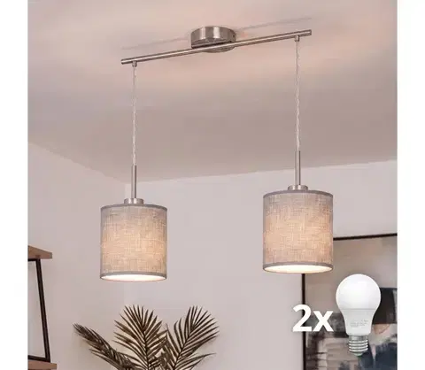 Svietidlá BRILAGI - LED luster na lankách NUBILA 2xE27/60W/230V sivá EG32519+2xBG1582