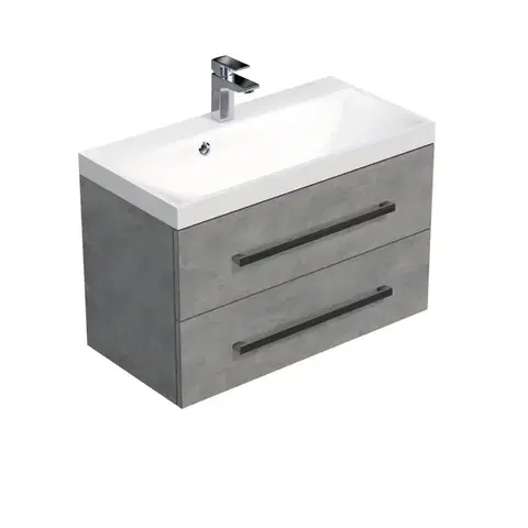 Kúpeľňový nábytok Kúpeľňová skrinka s umývadlom SAT Cube Way 80x53x40 cm betón CUBE280ZBE CUBE280ZBE
