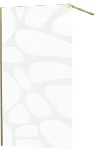 Sprchové dvere MEXEN/S - KIOTO Sprchová zástena WALK-IN 120x200 cm 8 mm, zlatá, biely vzor 800-120-101-50-97
