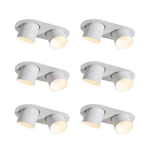 Zapustené svietidlá Sada 6 zapustených bodových svetiel biela GU10 50mm 2-svetlá - Installa