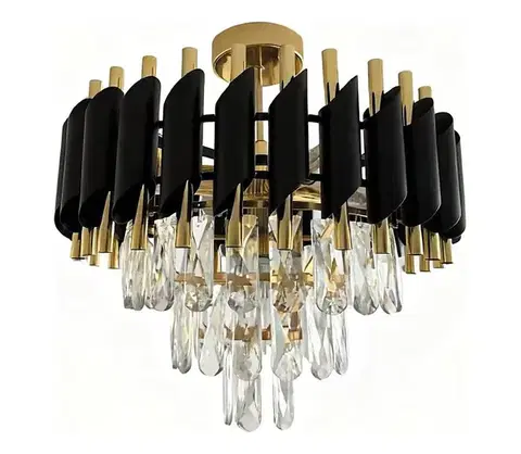 Svietidlá  Prisadený luster CRISTAL 5xE14/10W/230V priemer 38 cm čierna/zlatá ML2562