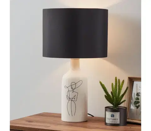 Lampy Eglo 43824 - Stolná lampa VINOZA 1xE27/40W/230V čierna/biela 43824