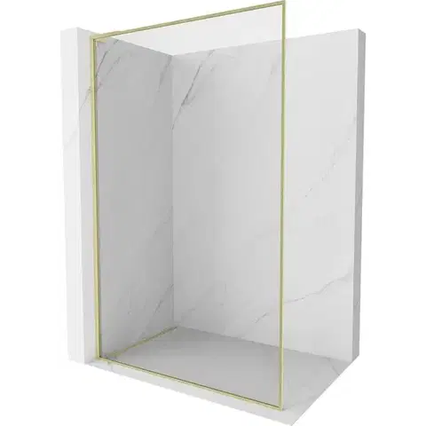 Sprchové dvere MEXEN/S - Kyoto-F L Sprchová zástena WALK-IN s rámom 95 x 202, transparent 8 mm, zlato kefovaná 800-095-174-55-00