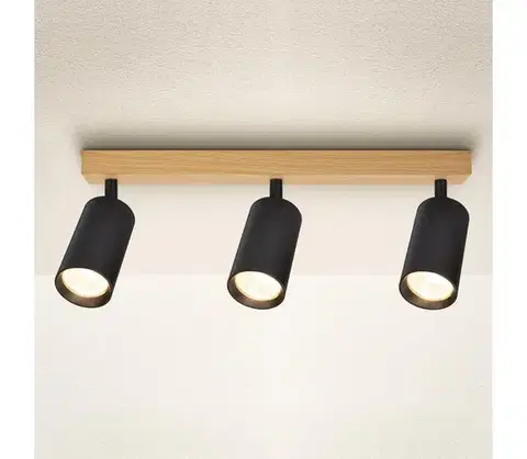 Svietidlá BRILAGI - Bodové svietidlo SELE 3xGU10/30W/230V čierna/dubový dekor WO-SELE-BK-WD03-OEM
