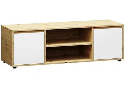 TV stolíky NABBI Norman TV-E-2D tv stolík biela / dub wotan