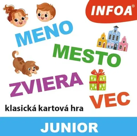 Vzdelávacie hry Infoa Vedomostná hra - Meno, mesto, zviera, vec - JUNIOR (SK vydanie)