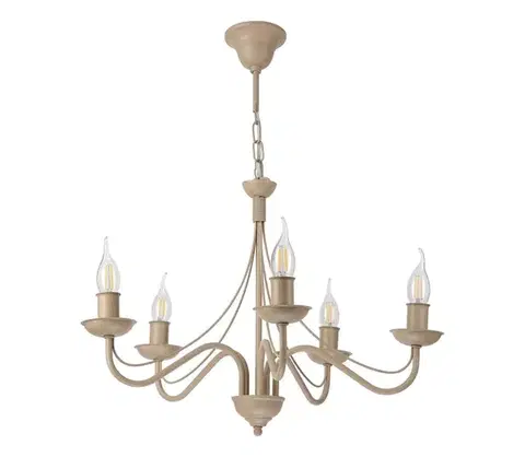 Svietidlá  Luster na reťazi ANTON 5xE14/60W/230V béžová LM-5.294/BEŻ