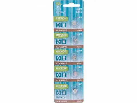 Batérie primárne EXTOL ENERGY Monočlánky LR41 alkalické 5ks, 1,5V