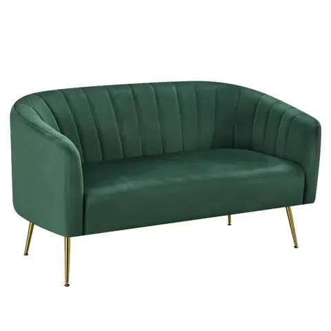 Pohovky a gauče KONDELA Bagy dvojsedačka tmavozlelená (Velvet) / strieborná