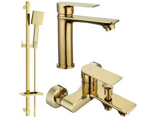 Sprchy a sprchové panely MEXEN/S - Mexen Royo DQ45 Set umývadlové a vaňové batérie s príslušenstvom zlata 72203DQ45-50