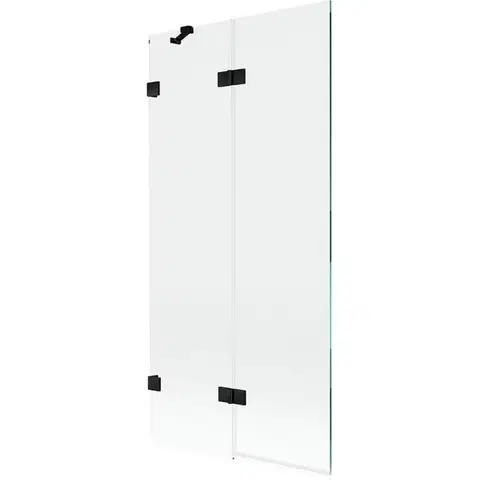 Sprchové dvere MEXEN/S - Lunar vaňová zástena 2-krídlová ľavá 90 x 150, transparent, čierna 897-090-100-70-00-L
