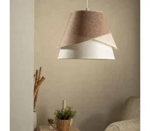 Svietidlá ONLI - Luster na lanku POLLON 1xE27/15W/230V hnedá/krémová/béžová 5106/S