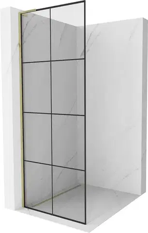 Sprchové dvere MEXEN/S - Kyoto L Sprchová zástena WALK-IN 70 x 200, čierny vzor, zlato 800-070-103-50-77