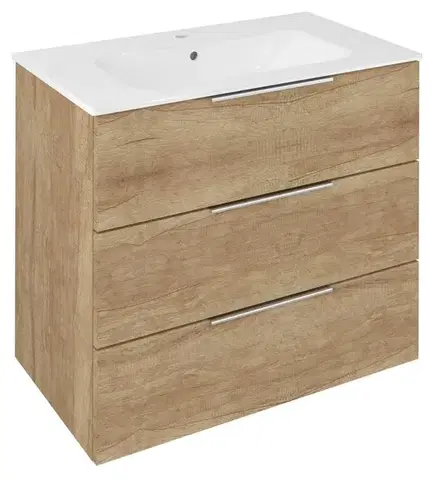 Kúpeľňový nábytok SAPHO - CIRASA umývadlová skrinka 79,8x75x46cm, 3x zásuvka, dub Alabama CR831-2222