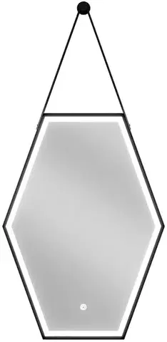 Kúpeľňové zrkadlá MEXEN - Orlá zrkadlo s osvetlením 50 x 70, LED 6000K, čierny rám 9815-050-070-611-70
