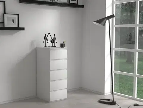 Komody a skrinky Moderná komoda 5W, biela