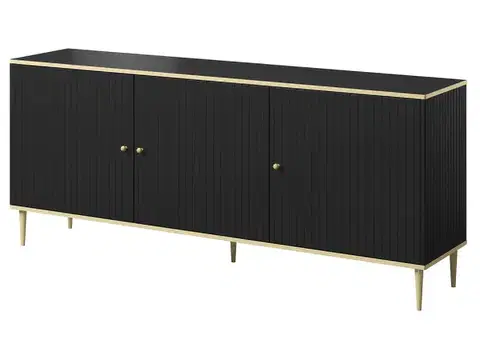 Komody CAMA MEBLE Glamour 180 trojdverová komoda čierna / zlatá