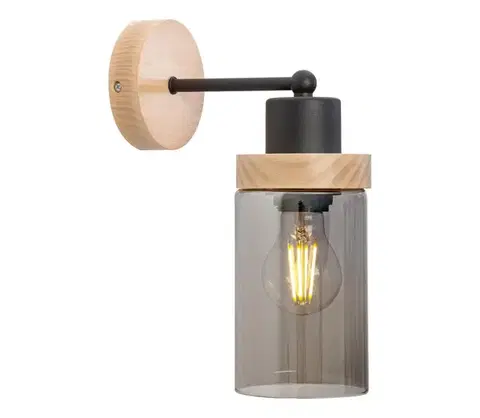 Svietidlá  Nástenné svietidlo WOODNEST 1xE27/15W/230V borovica/dymovo čierna KK 1015/1 BK+SM