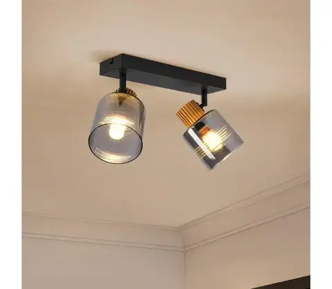 Svietidlá BRILAGI - Bodové svietidlo HYGGE 2xE14/15W/230V čierna/dymová BRI439