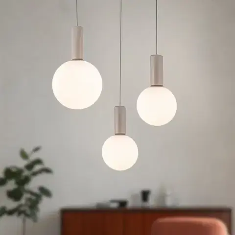 Stropná svetla Lampa wisząca Testa beżowa potrójna białe klosze kule nad stół