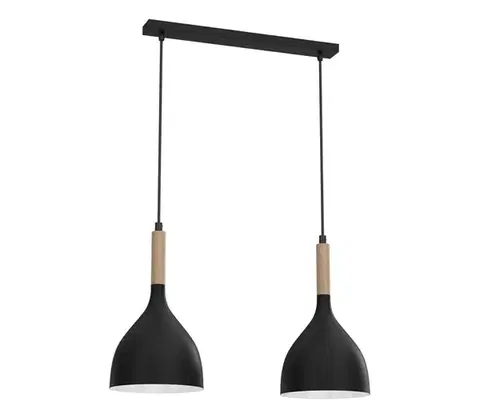 Svietidlá  Luster na lanku NOAK WOOD 2xE27/15W/230V čierna/buk 3730
