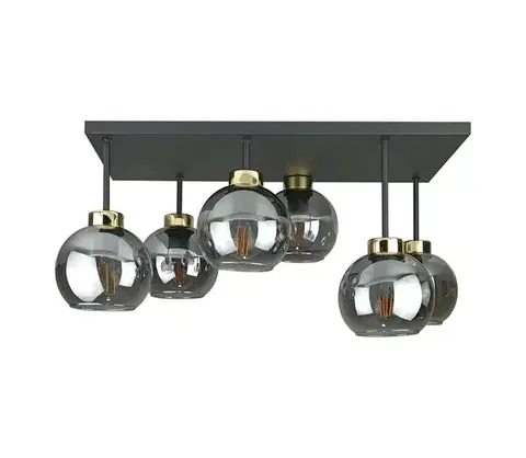 Svietidlá Keter Lighting Prisadený luster NESSA 6xE27/60W/230V čierna/zlatá/dymová čierna 2927