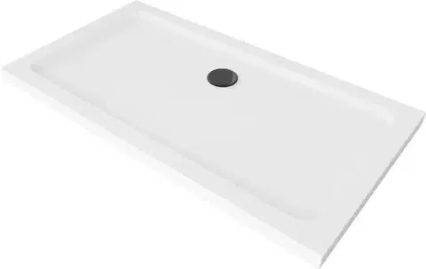 Vane MEXEN/S - Flat sprchová vanička obdĺžniková slim 140 x 70, biela + čierny sifón 40107014B