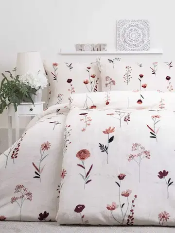 Obliečky MKLozkoviny.sk Obliečky mikroplyš Exclusive – Vlčie maky bežové - 140 × 200 cm - 70 x 90 cm