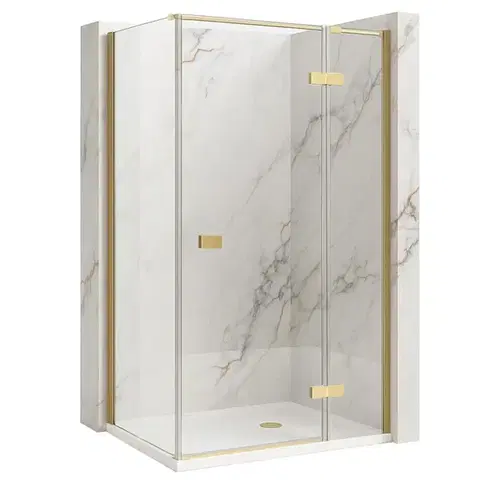 Sprchovacie kúty REA/S - Sprchovací kút Atlas 100x80 Brush Gold vpravo KPL-K4375