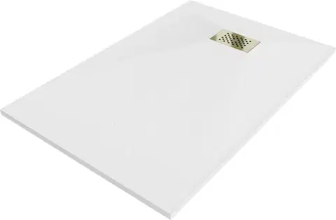 Vane MEXEN/S - Hugo sprchová vanička SMC 100x70, biela, krytka zlatá 42107010-G