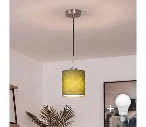 Svietidlá BRILAGI - LED luster na lanku NUBILA 1xE27/60W/230V priemer 14 cm čierna/zelená EG32517+BG1576