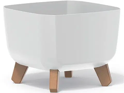Kvetináče a truhlíky NABBI DGQL240 plastový kvetináč na nožičkách 24 cm biela