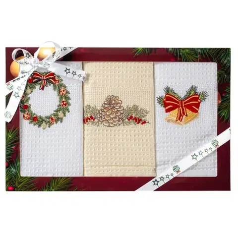 Bytový textil Kuchynské utierky kpl. 3 ks 50x70 cm biely/krémový