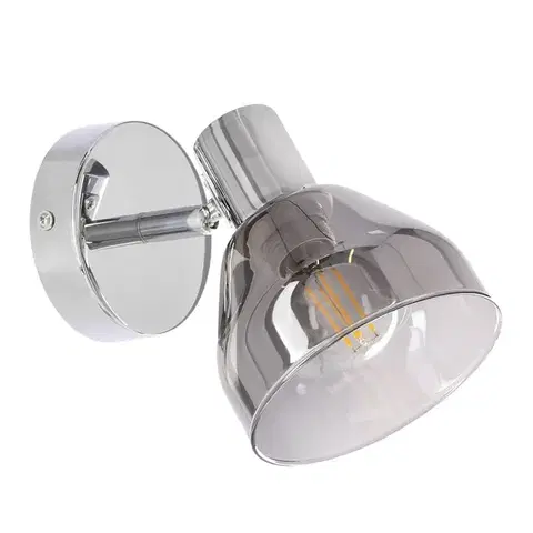 Nástenné svetlá GRAZIA lampa kinkiet chromowy 1x40W E14 klosz dymiony