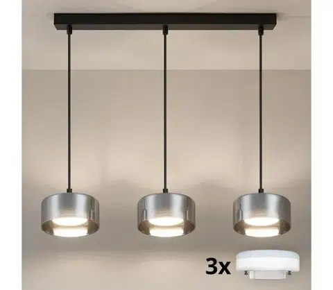 Svietidlá BRILAGI - LED Závesný luster na lanku AURA LUX 3xGX53/30W/230V čierna/dymová WO-OEM-CF-18-BK