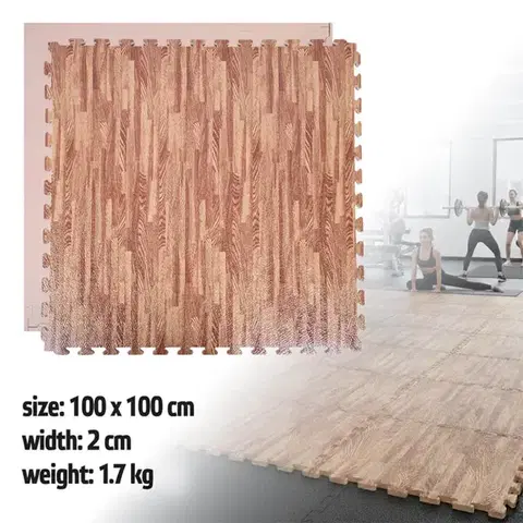 Podložky na cvičenie Puzzle tatami podložka inSPORTline Zemalpro 100x100x2 cm motív dreva