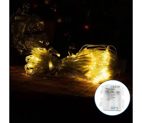 LED osvetlenie  B.V. -LED Vonkajšia vianočná reťaz 100xLED/8 funkcií 3xAA 8x0,6m IP44 teplá biela B10303K3W