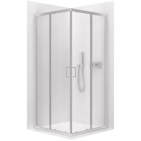 Sprchovacie kúty CERANO - Sprchovací kút Fabrizio L/P - 5 mm - chróm, transparentné sklo - 90x90x195 - posuvný CER-477976