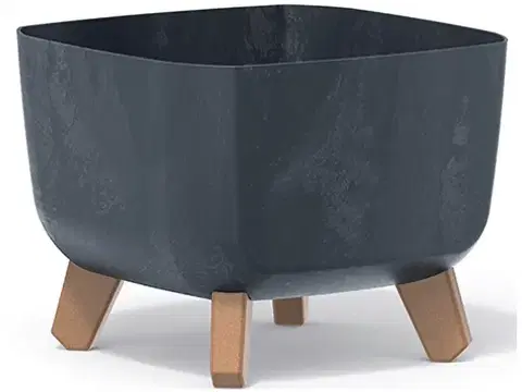 Kvetináče a truhlíky NABBI DGQL240E plastový kvetináč na nožičkách 24 cm antracit