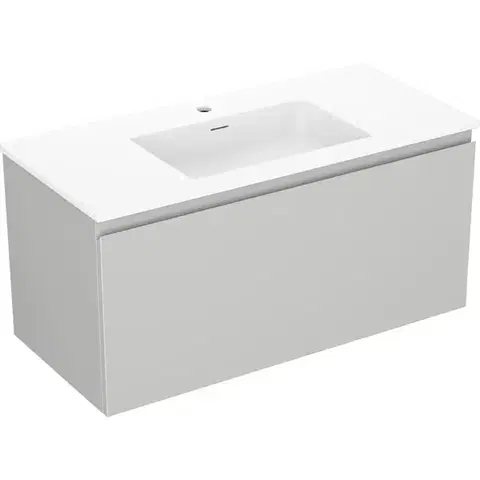 Kúpeľňový nábytok MEXEN/S - Orio kúpeľňová skrinka 100 cm s umývadlom Otis, 1 šuplík, sivá mat/biela mat 91A10-10047-1-BF62-W18M01