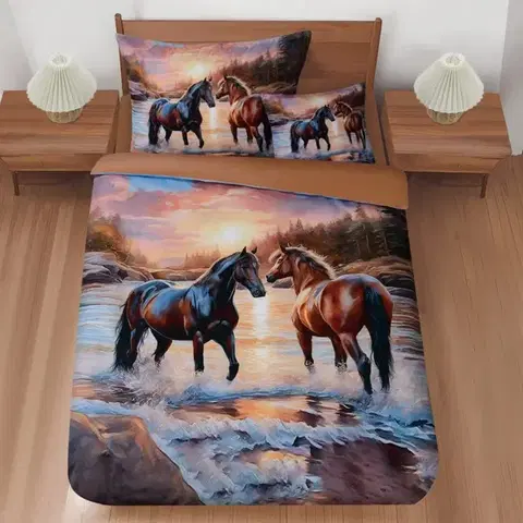 Detské obliečky 3 dielne 3D obliečky Polycotton Horse dream 200x140cm+90x70cm TiaHome