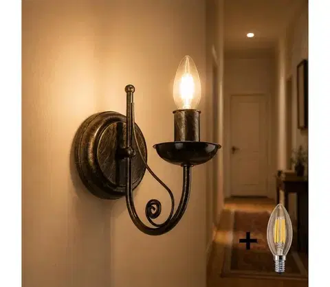 Svietidlá BRILAGI - LED Nástenné svietidlo STEFANO 1xE14/40W/230V čierna patiny 8590828606673