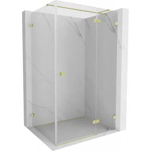 Sprchovacie kúty MEXEN/S - Lunar T sprchovací kút dvere krídlové pravá 125 x 120, transparent, zlato kartáčovaná 834T-125-120-55-00-P