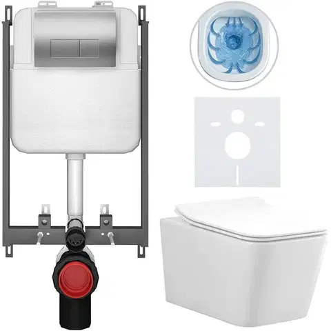Záchody CERANO - Kompletný WC set Basic/Forte - biela lesklá - WC tlačidlo Modulo/Strieborná - na zamurovanie - 51x36 CER-8050BD86146