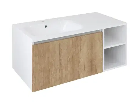 Kúpeľňový nábytok SAPHO - LOREA skrinka 100x46x51,5cm (70+30Pcm), ľavá, dub Alabama/biela matná LE070-2231-L-12