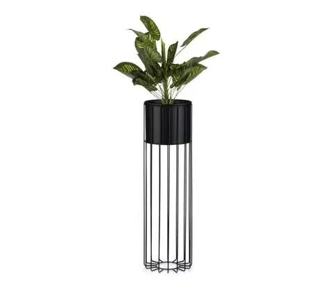 Stojany na kvetiny HowHomely Kovový kvetináč LOFT 70x20 cm čierna HH-ML-01-B