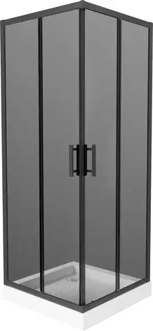 Vane MEXEN/S - Rio sprchovací kút štvorec 80 x 80, grafit, čierny + vanička Rio vrátane výpuste 860-080-080-70-40-4510