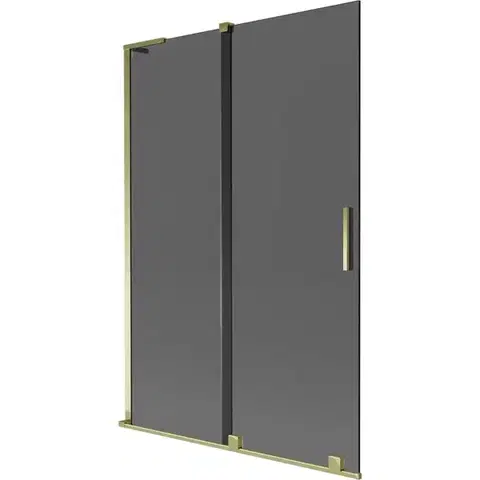 Sprchové dvere MEXEN/S - Velar L dvojkrídlová posuvná vaňová zástena 120 x 150, grafit, zlatá 896-120-003-41-50
