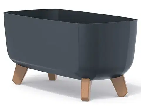 Kvetináče a truhlíky NABBI DGCL400 plastový kvetináč na nožičkách 39 cm antracit