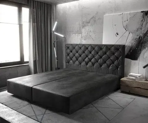 Rámy postelí DELIFE Boxspring posteľ Dream-Great 180x200 cm mikrovlákno antracitová vintage